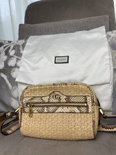 Gucci Ophidia straw and snake skin small bag