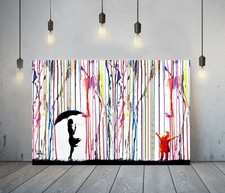 Banksy coloured rain girl - coloured,