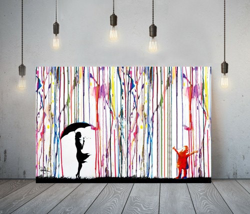 Banksy coloured rain girl - coloured,