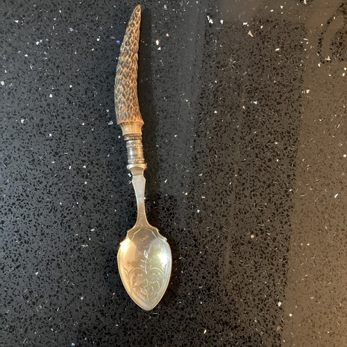 Antique jam spoon - with, horn