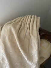 Pair Heavyweight Lined Pale Gold Jacquard Curtains