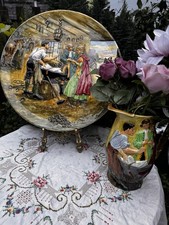 Huge Burgess & Leigh (Burleigh Ware) Gretna Green runaway marriage 2D Plate &Jug