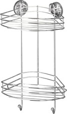 WENKO Shower Caddy 2-Tier Corner Rack Shelf Organizer Shampoo Holder Steel NEW