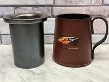 Vintage Camping Travel Mug With Leather Hide Jock Scott Design: Made In England