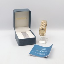 Philip Mercier Women’s Quartz Dress Watch Gold Dial Crystal Bracelet, Box/Papers