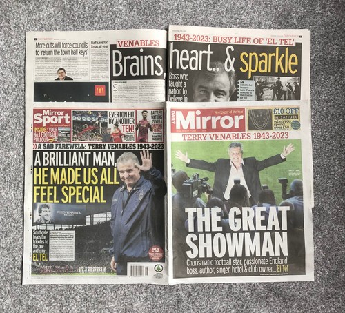 Terry venables rip newspaper - venables,