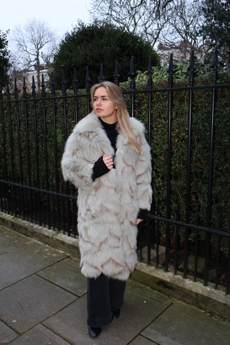 Fluffy white fox - white, coat
