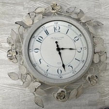 Sterling & Noble Clock Company Shabby Chic Cream Metal Flower & Butterfly Clock