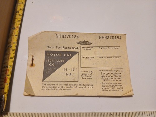 Vintage motor fuel ration - fuel, book