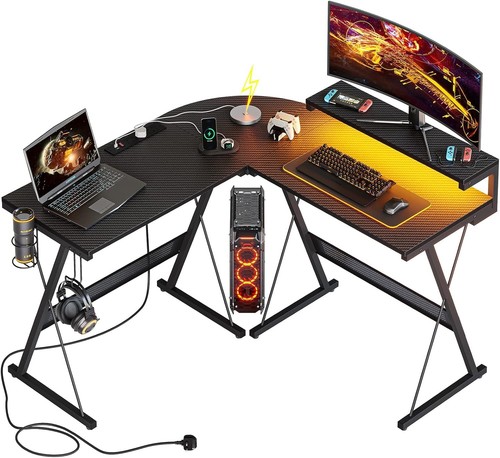 Shaped gaming desk computer - desk,