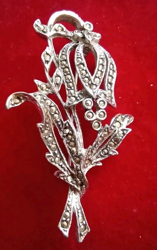 Silver tone marcasite bluebell - tone,