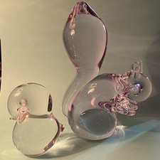 Clear Glass Animals Squirrel Bird Vintage Art Glass Wedgwood FM Konstglas