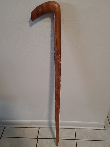 Vintage hand carved wood - wood, cane