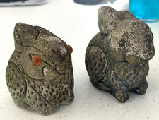 GARDEN BABY RABBITS - Concrete or Cast Stone Weathered - a Pair