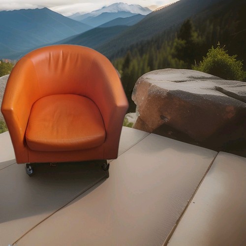 Orange leather tub chair - orange, pu