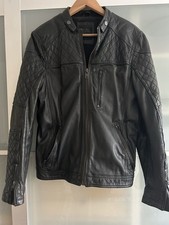 Bershka Men’s Black Sheep Leather Biker Jacket Size M Used