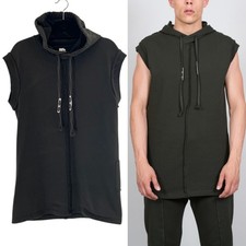 $246 Damir Doma Wilson Men Dark Moss Sleeveless Hoodie Vest Raw Hem M
