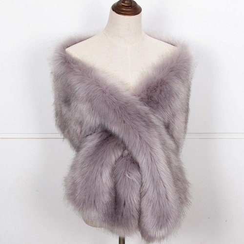 Women faux fur shawl thicken - faux,