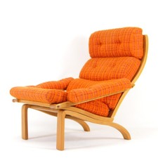 Retro Vintage Danish Bent Wood Wool Easy Chair Lounge Armchair Mid Century 70s