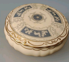 Coalport Revelry Blue Powder Box With Puff Excellent Condition RARE