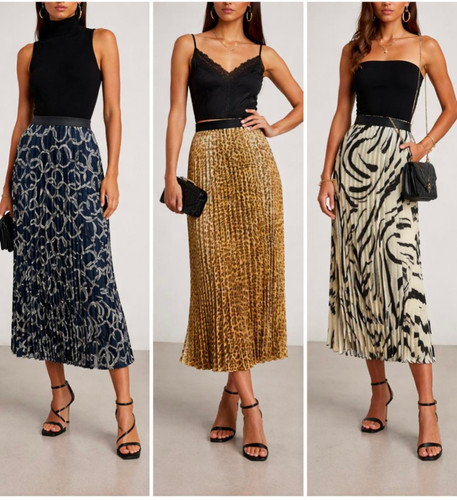 Ladies pleated satin print - ladies,