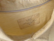 MARKS AND SPENCER PURE LINEN MENS SHIRT XXL 47-49” * YELLOW * M&S COLLECTION