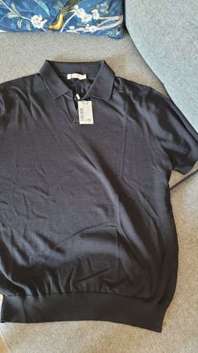 Black buttonless polo shirt - black,