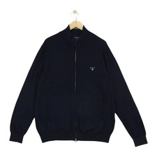 Gant Cardigan Mens Size XL Blue Full Zip Cotton Regular Fit