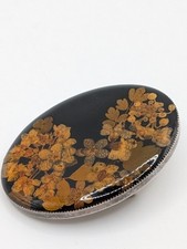 Vintage Brooch Dried Flowers In The Resin Black And Brown