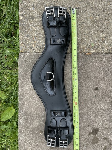 Black leather dressage girth - dressage,
