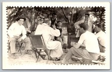 Old Beer Keg and Tap men drinking and telling stories RPPC c1910s