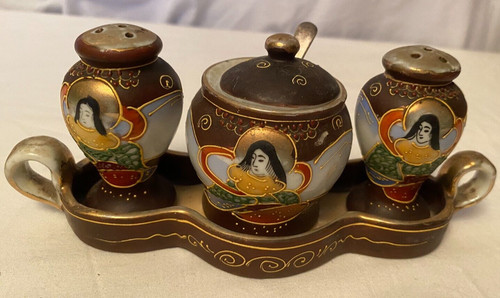 Samurai hand painted cruet set - painted,