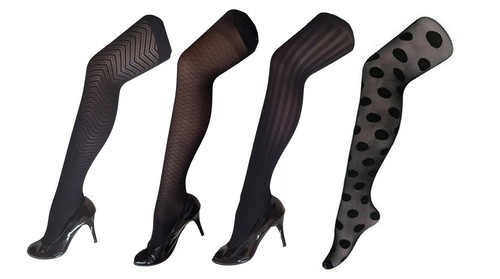 Black patterned tights various - black,