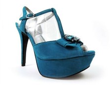 BCBGeneration Women's Pennee Kid Suede Platform Sandals Turquoise Size 8