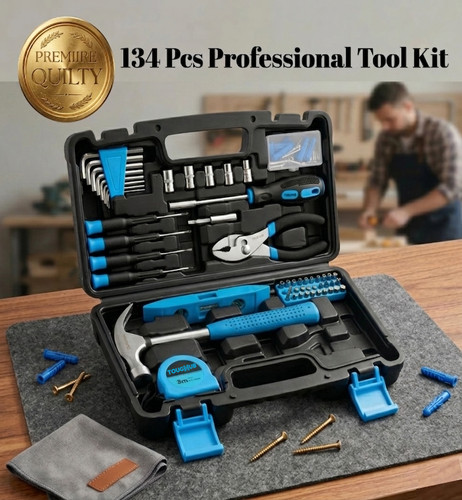 134pcs tool kit set blue - 134pcs,