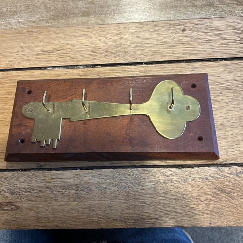 Wooden key holder brass - key,