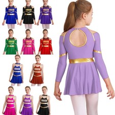 UK Kids Girls Uniforms Latin Stage Competition Costume Cheer leading Dance Dress