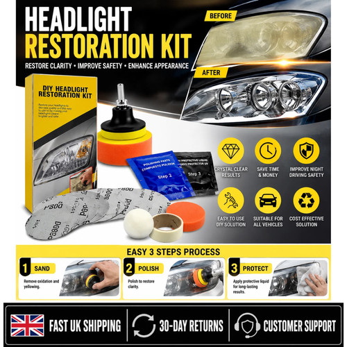 Car headlight restoration kit - car,