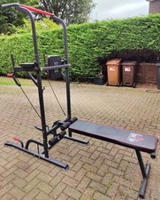 HOMCOM Multifunction Home Workout Station Tower Steel Frame w/ Bench Bars Ropes