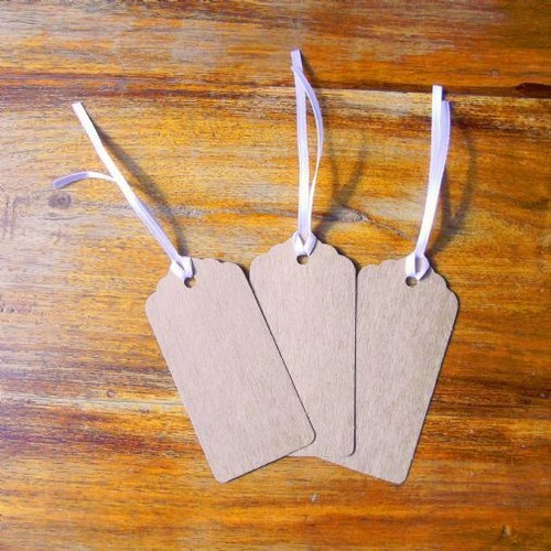 100 scalloped kraft tags - 100,