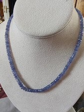 Sterling Silver Tanzanite Facetted Bead Necklace, Magnetic Fastener