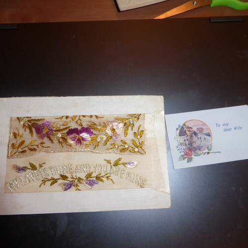 Ww1 embroidered silk postcard - embroidered,