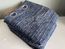 Dunelm Dark Blue Large Heavy And Thick Chenille Eyelet Fully Lined Curtains