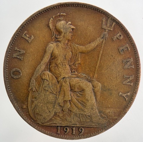 1919 george one penny coin - one, |