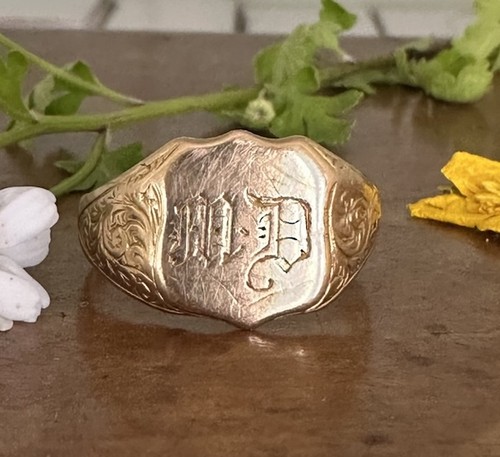 Antique 18ct gold signet - gold, ring