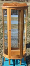 Oak Bowed Glass Curio Cabinet