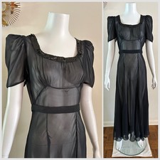 1930s Sheer Black Puff Sleeve