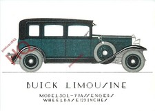 Picture Postcard:-VINTAGE CAR, BUICK LIMOUSINE (REPRO) [ART UNLIMITED]
