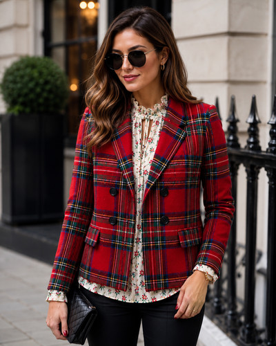 Women tartan blazer tailored - women's,