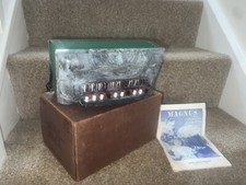 Vtg 1960's Magnus Super Accordian Grey Green Marbled Plastic Works Box Rare